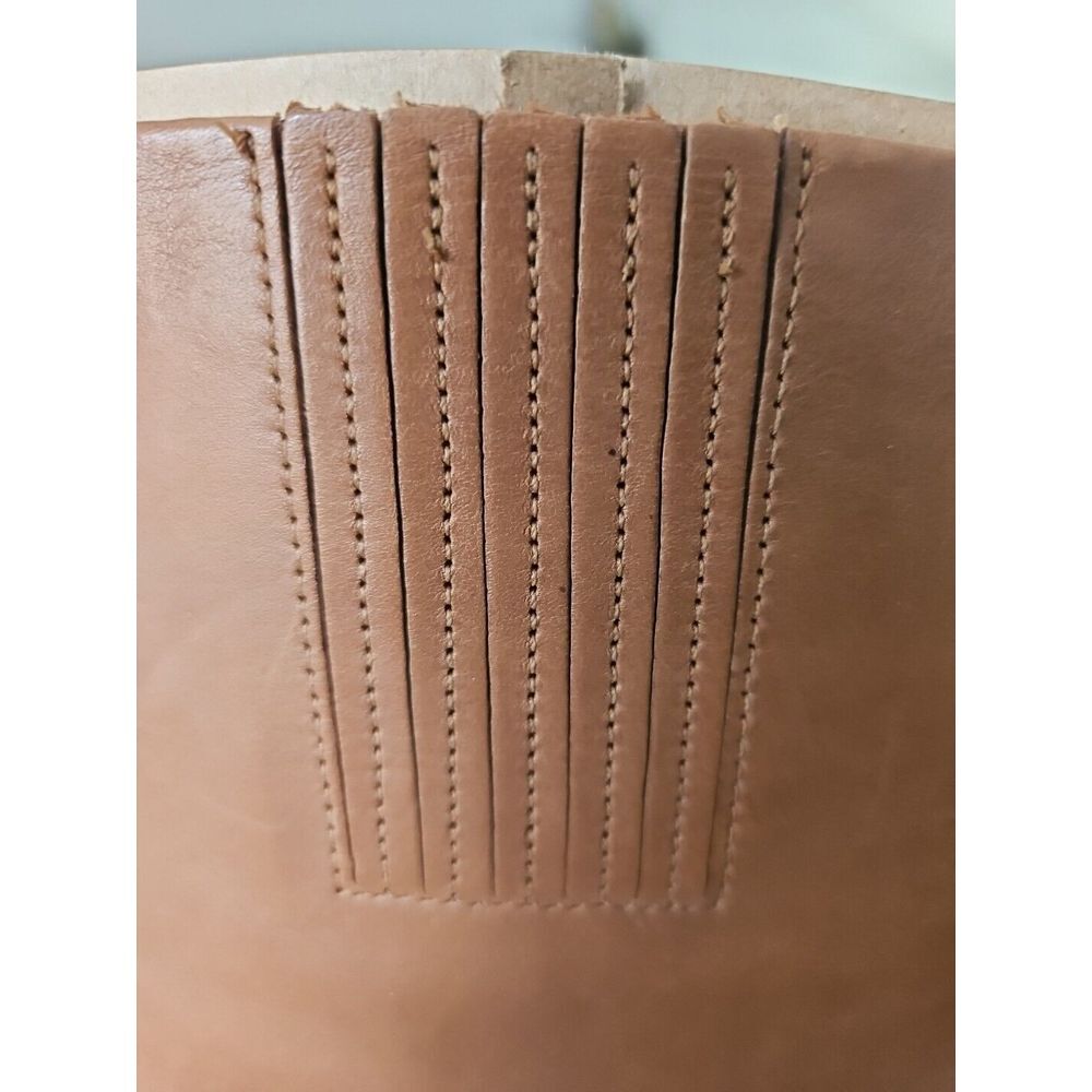 Michael Kors Brown Leather Knee-High Heeled Boots with Gold Chain Accent - Picture 11 of 12